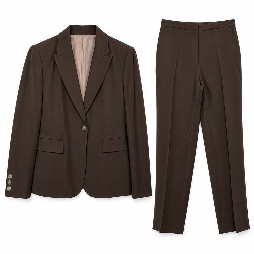 Calvin Klein Brown 2 Piece Pants Suit Set | Size 4 Small | 90s Y2K Minimalist